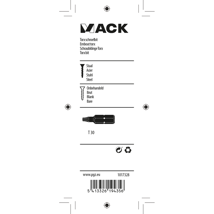 Mack 1017328 - torx schroefbit staal onbehandeld 2 st t 30 | 10 stuks