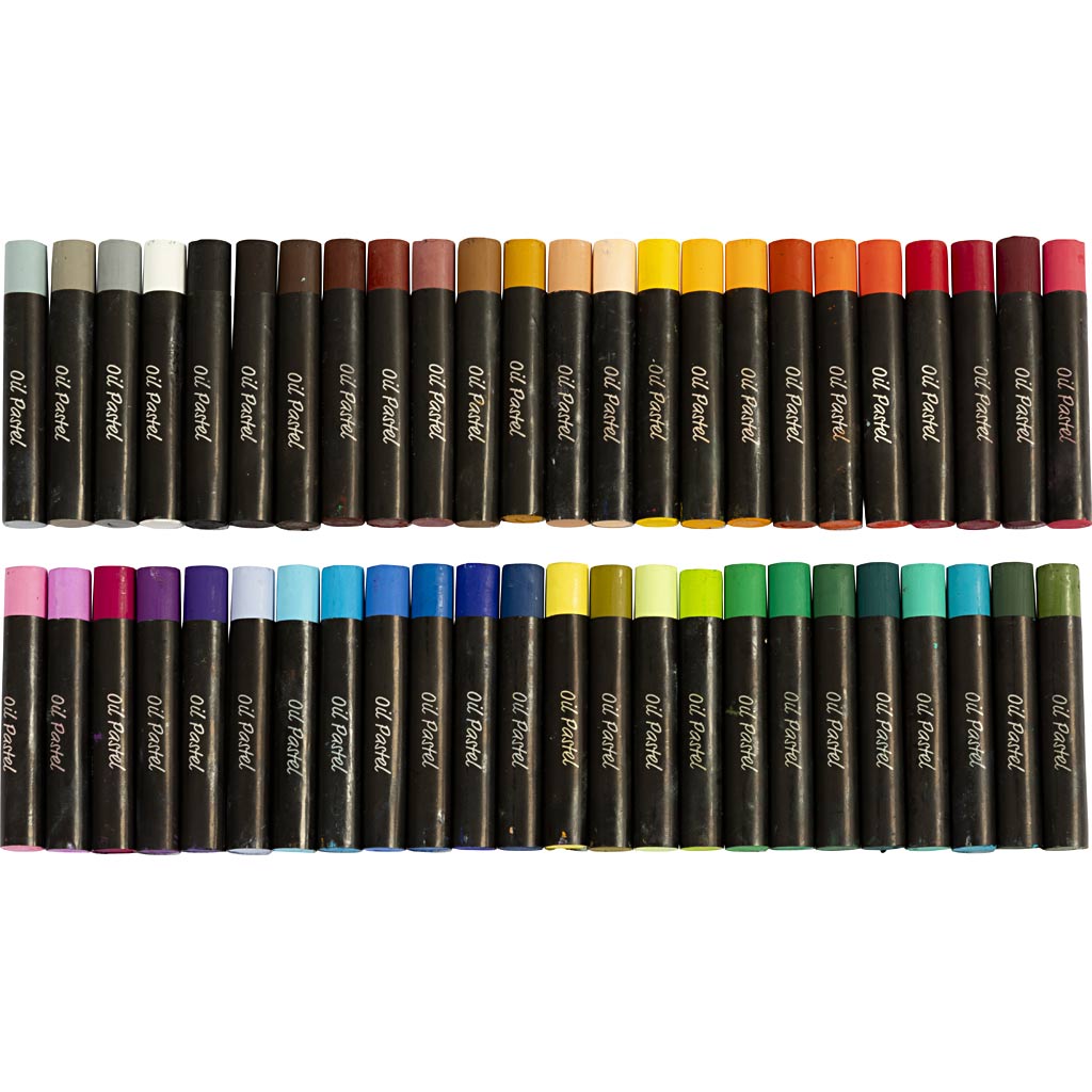 Pastels à l'huile Creativ company, l: 7 cm, épaisseur 11 mm, différentes couleurs, 48 pièces 1 boîte