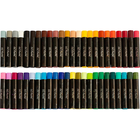 Pastels à l'huile Creativ company, l: 7 cm, épaisseur 11 mm, différentes couleurs, 48 pièces 1 boîte