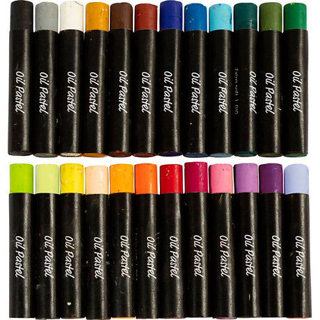 Pastels à l'huile Creativ company, l: 7 cm, épaisseur 11 mm, couleurs pastel, 24 pièces 1 boîte