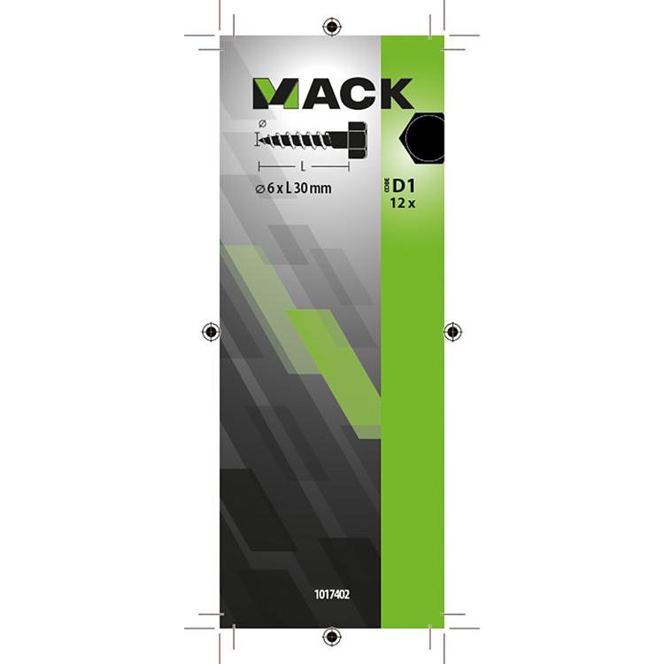 Mack 1017402 - houtdraadbout staal verzinkt 12 st 6 x 30 mm | 10 stuks