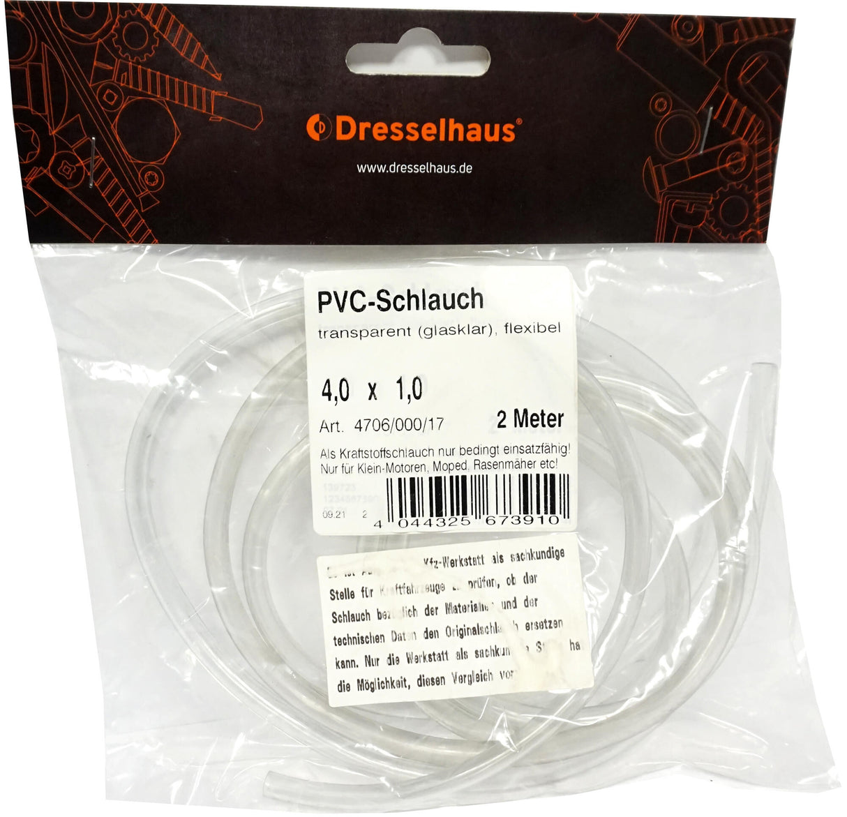 Tuyau de carburant Dresselhaus 4706 Tuyau de carburant 8,0x1,5 Dresselh. 4706 - PVC, 2m