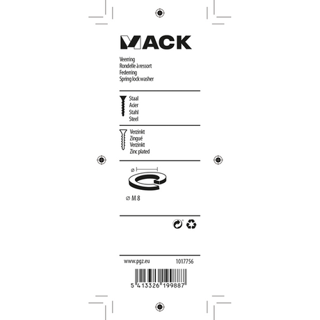 Mack 1017756 - veerring staal verzinkt 30 st m 8 | 10 stuks