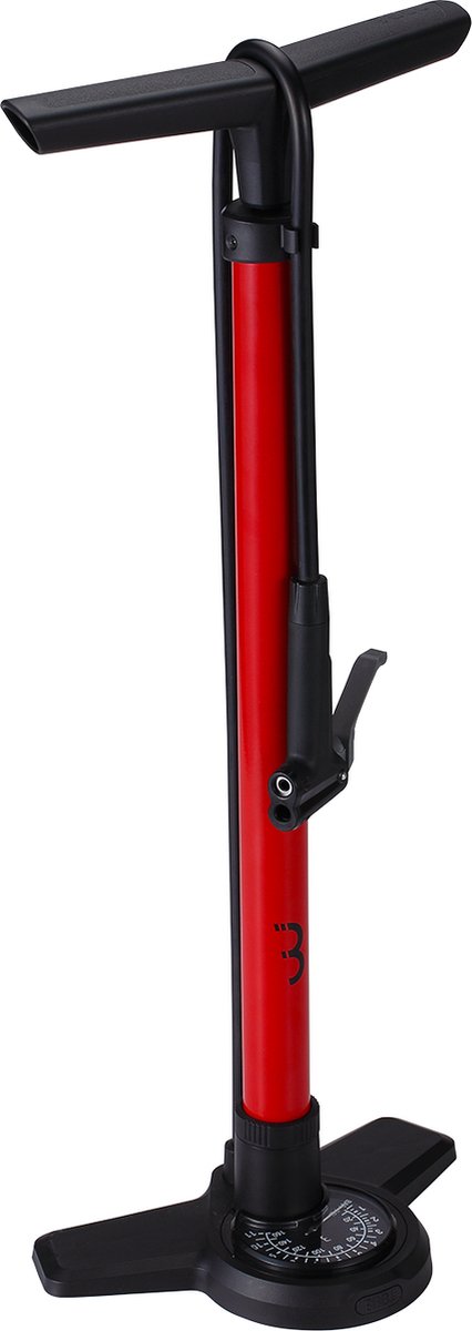 Bbb cycling airboost 2.0 fietspomp met drukmeter - 11 bar 160 psi - ventielen: dunlop, presta schräder - hoge druk vloerpomp racefiets en mtb - rood - bfp-28