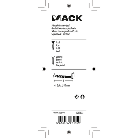 Mack 1017833 - schroefduim met gleuf staal verz. 3 st 6,0 x 80 mm | 10 stuks