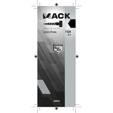 Mack 1019770 - houtdraadbout roestvrijstaal 2 st 8 x 70 mm | 10 stuks