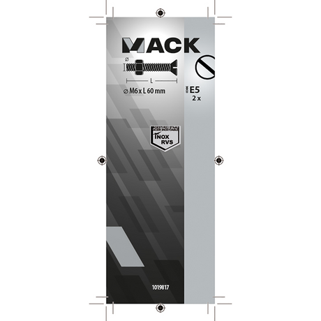 Mack 1019817 - metaalschroef verz. kop + moer rvs 2 st m6x60 | 10 stuks