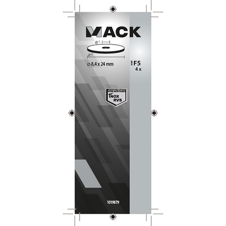 Mack 1019879 - carrosserie sluitring inox a2 4 st 8,4x24 | 10 stuks