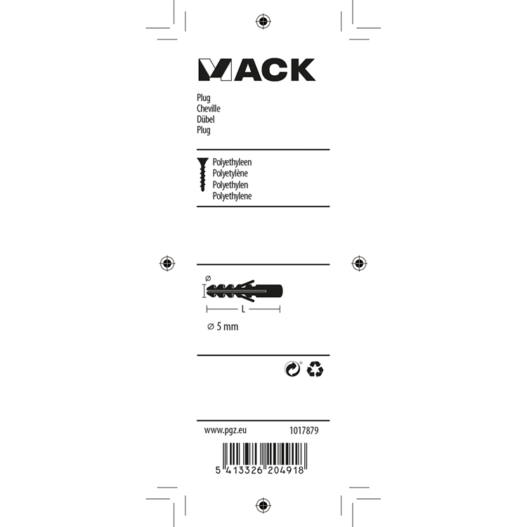 Mack 1017879 - plug polyethyleen 30 st 5 mm | 10 stuks