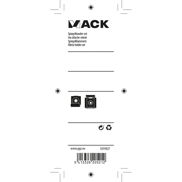 Mack 1019927 - spiegelhouder-set 1 st | 5 stuks
