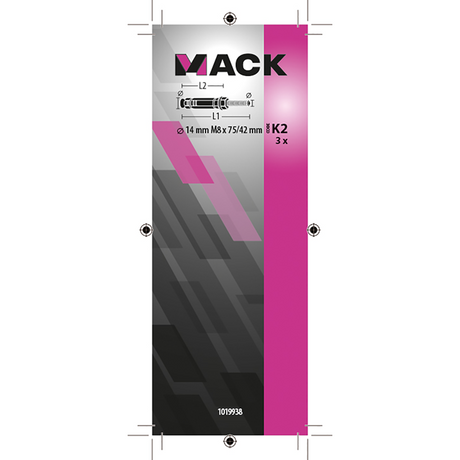 Mack 1019938 - keilbout met draadst. verzinkt 3 st m8x75 42mm | 5 stuks