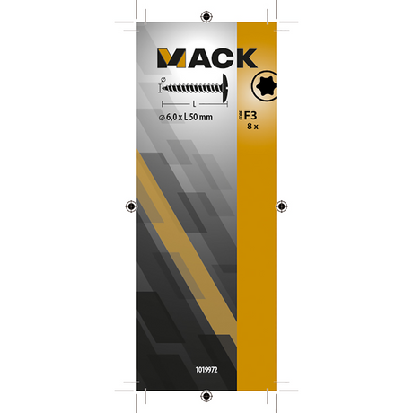 Mack 1019972 - luikschroef geel verzinkt 6,0 x 50 mm 8st | 5 stuks