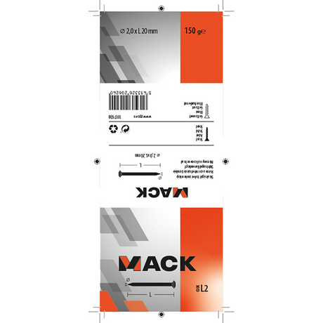 Mack 1017930 - staalnagel bvk staal geblauwd 150 gr 2,0 x 20 mm | 5 stuks