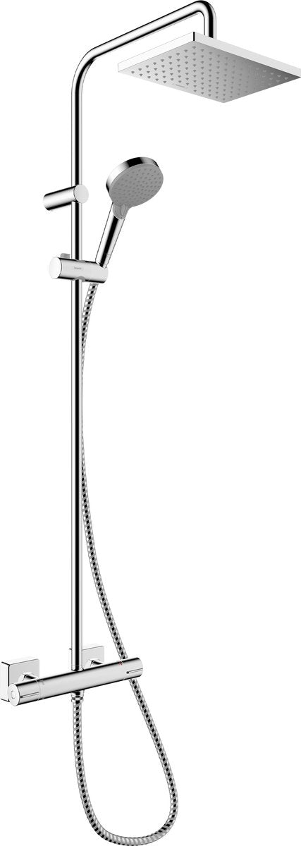 Forme de vernis Hansgrohe - tube de douche - économie d'eau ecosmart - taille 230 mm - 1 fonction jet - chrome - avec thermostat