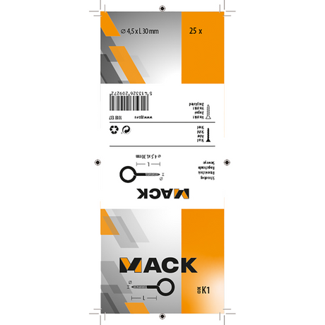Mack 1018137 - schroefoog staal verzinkt 25st 4,5 x 30 mm | 5 stuks