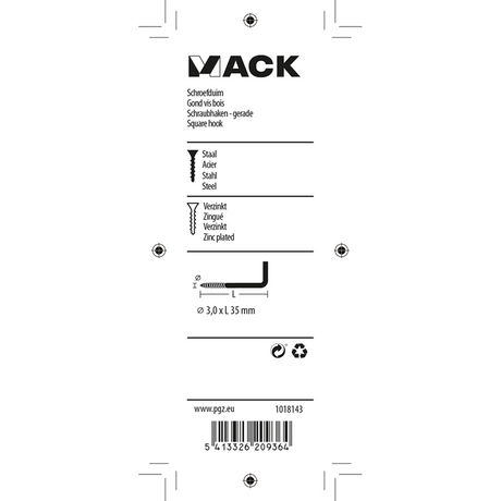 Mack 1018143 - schroefduim staal verzinkt 48 st 3,0 x 35 mm | 5 stuks