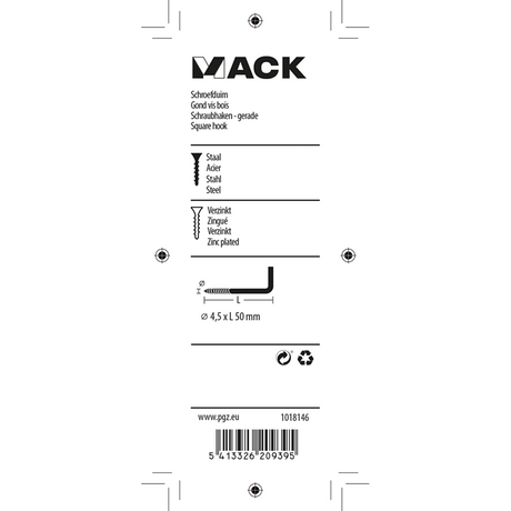 Mack 1018146 - schroefduim staal verzinkt 24 st 4,5 x 50 mm | 5 stuks