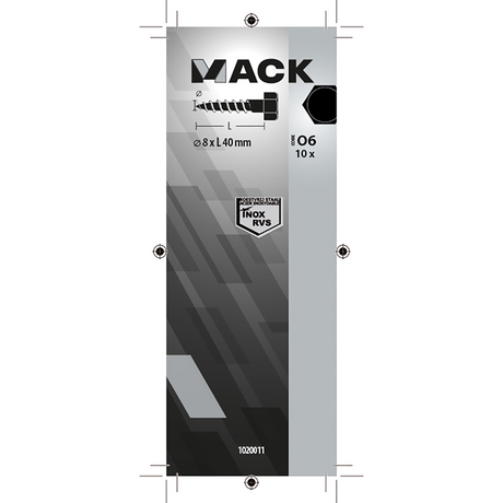 Mack 1020011 - houtdraadbout roestvrijstaal 10 st 8 x 40 mm | 5 stuks