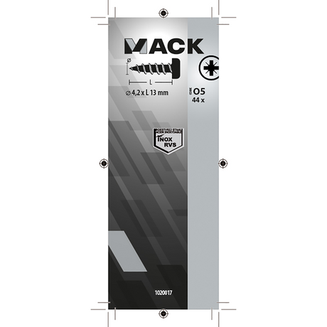 Mack 1020017 - zelftappende schroef cyl.kop a2 44 st 4,2 x 13 mm | 5 stuks
