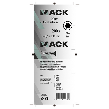 Mack 1020133 - spaanplaatschroef vz kp-zelfb.gvz 200st 3,5 x 40 mm | 5 stuks