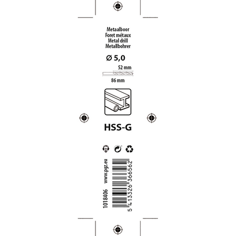 Mack 1018406 - metaalboor hss g din 338 ø 5,0 x 86 mm | 5 stuks