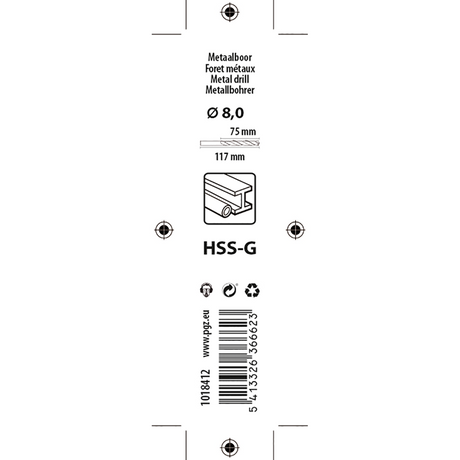Mack 1018412 - metaalboor hss g din 338 ø 8,0 x 117 mm | 5 stuks