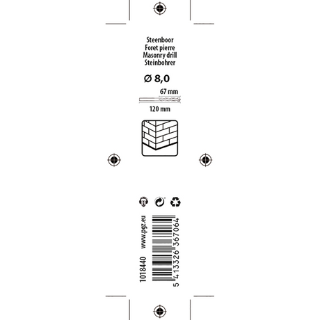 Mack 1018440 - steenboor ø 8,0 x 120 mm | 5 stuks