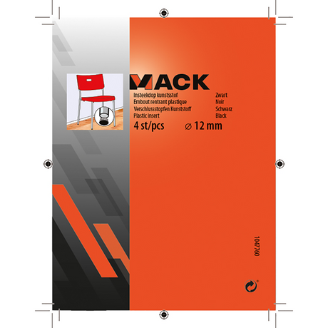 Mack 1047760 - insteekdop kunstsstof zwart ø 12 mm 4 st pcs | 6 stuks