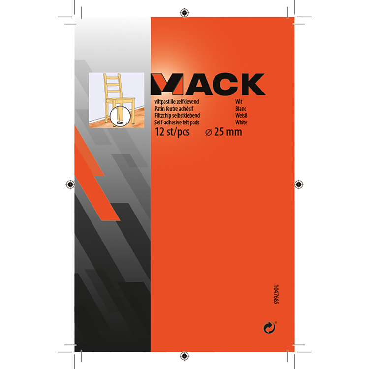 Mack 1047685 - viltpastille zelfklevend wit ø 25 mm 12 st pcs | 12 stuks