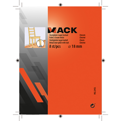 Mack 1047784 - stoelglijder nagel metaal chroom ø 18 mm 8 st pcs | 6 stuks