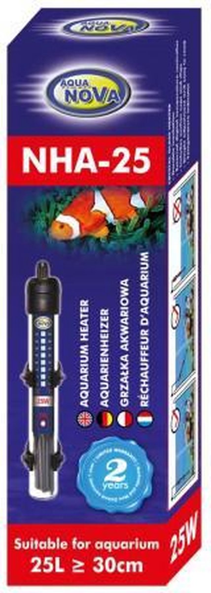 Aqua nova - aquarium verwarming - heater - 25 watt - tot 25 liter