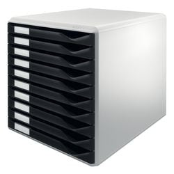 Caisson à tiroirs Leitz avec 10 tiroirs - blanc noir