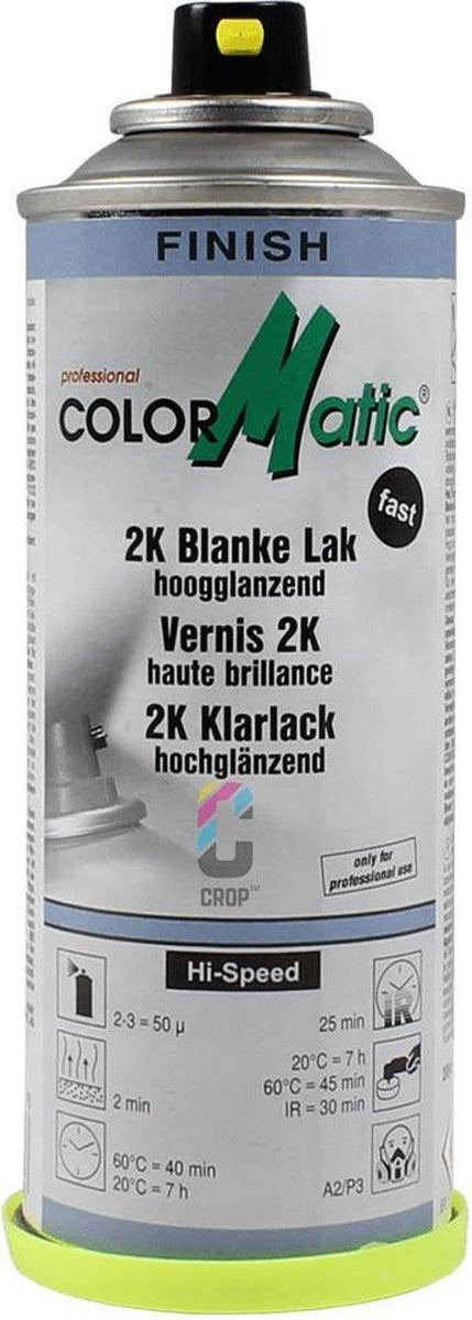 Vernis transparent professionnel 2k Motip colormatic haute brillance - 200 ml.
