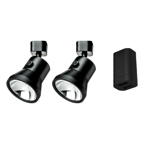 Kit de démarrage - 2x spot Lanciano noir grand + double connexion USB-A