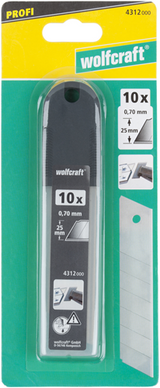 Couteaux sécables professionnels Wolfcraft | 0,7 x 25 mm | 10 pièces - 4312000