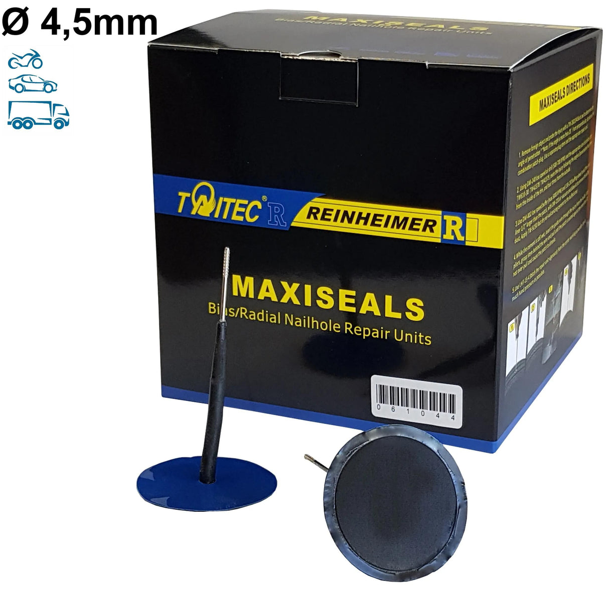 Kit de réparation de pneus Reinheimer Kit de sonde de réparation Maxi-Seal Maxi-Seal 4,5 mm ve24pcs.