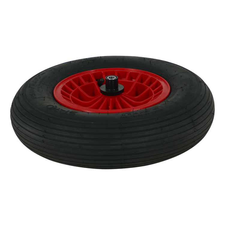 Roue Fort 480400x8jante plastique rouge axe 13cm 2ply