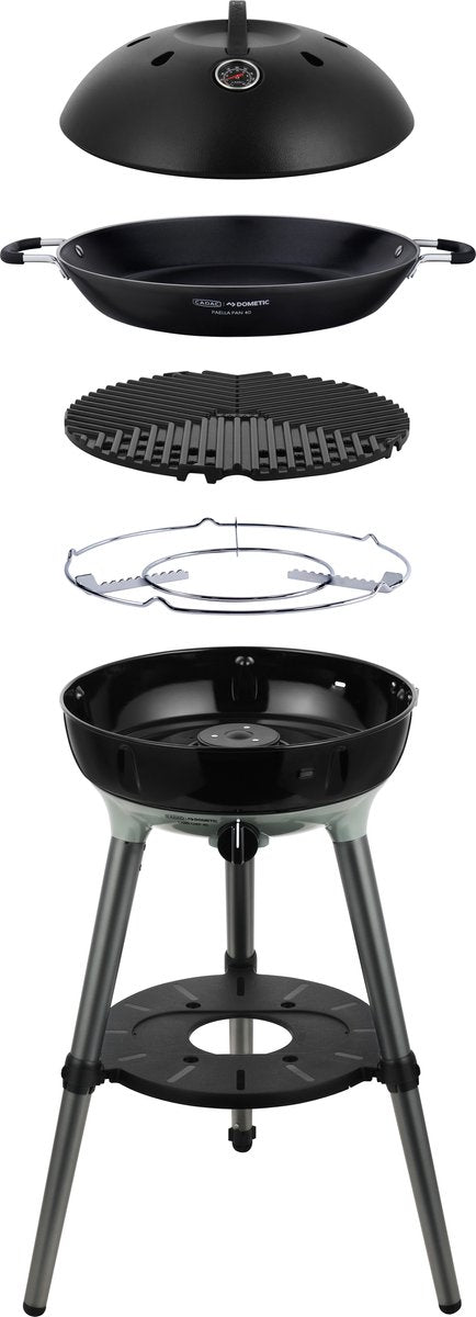 Cadac dometic - poêle à paella carri chef 40 bbq - barbecue à gaz portable - idéal pour le camping, balcon, terrasse - avec sac de transport