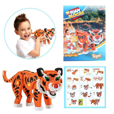 Toi-toys puzzle 3D tigre junior 31,5 cm mousse orange 121 pièces