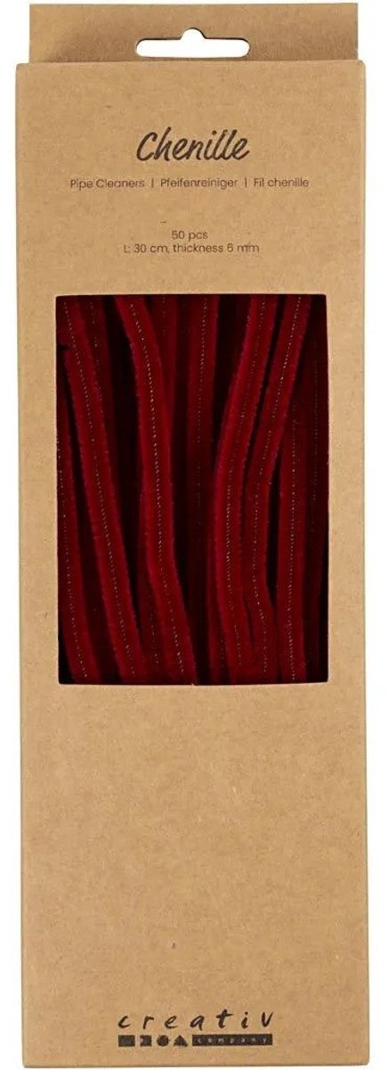Creativ company chenille 6mm x 30cm rouge foncé - 50 pcs.