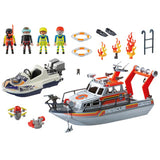 Playmobil 70140 sauvetage en mer : mission de lutte contre les incendies avec croiseur de sauvetage