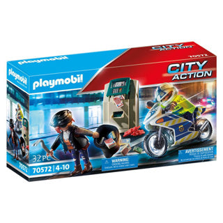 Playmobil City Action - Moto de police : jouet de construction à la poursuite du voleur d'argent (70572)