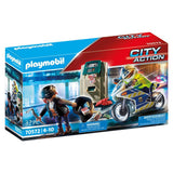Playmobil City Action - Moto de police : jouet de construction à la poursuite du voleur d'argent (70572)