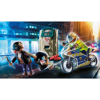 Playmobil City Action - Moto de police : jouet de construction à la poursuite du voleur d'argent (70572)