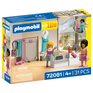 Boutique de mode Playmobil mylife | 2 figurines avec mannequin et comptoir | stimule la créativité | jouets pour enfants à partir de 4 ans | 72081