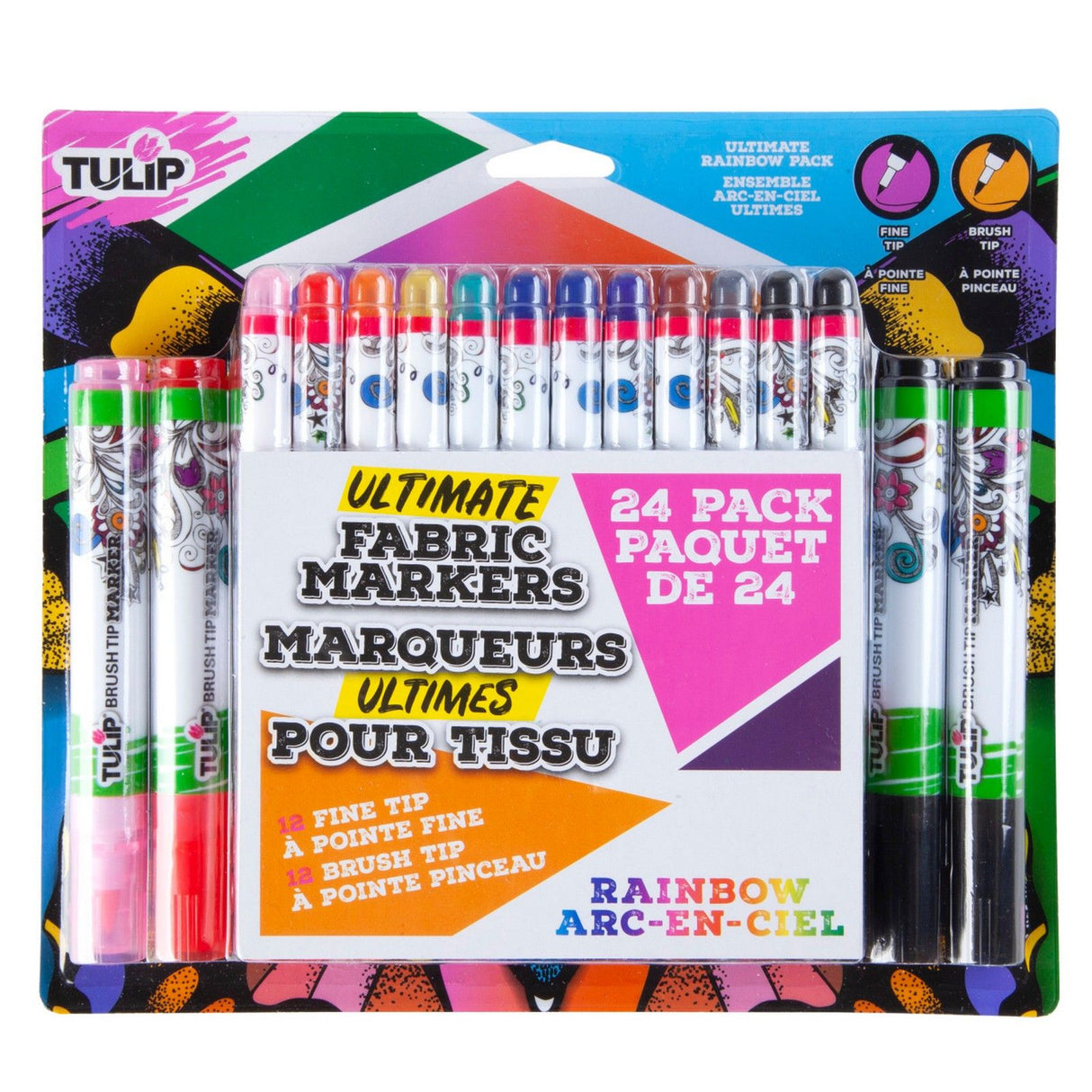Tulipe • marqueurs textiles arc-en-ciel 24 pcs.