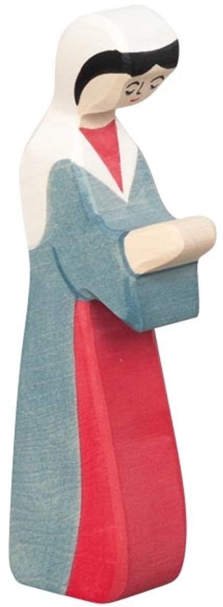 Holztiger Christmas - Maria gris rose - 6x2x15cm - figurine en bois - fait main