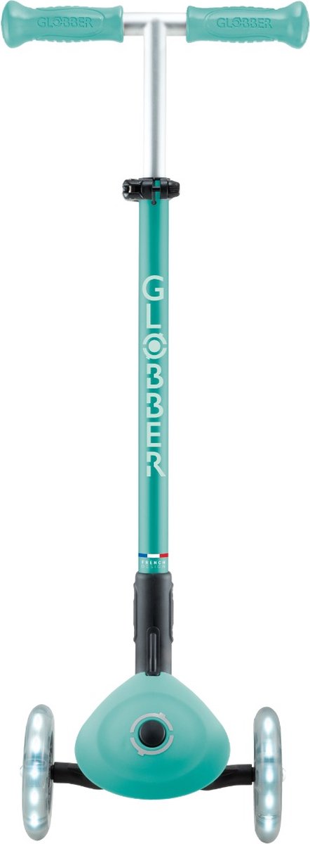 Trottinette 3 roues Globber - primo pliable plus lumières menthe - coin - roues lumineuses - pliable - réglable en hauteur - de 3 à 9 ans