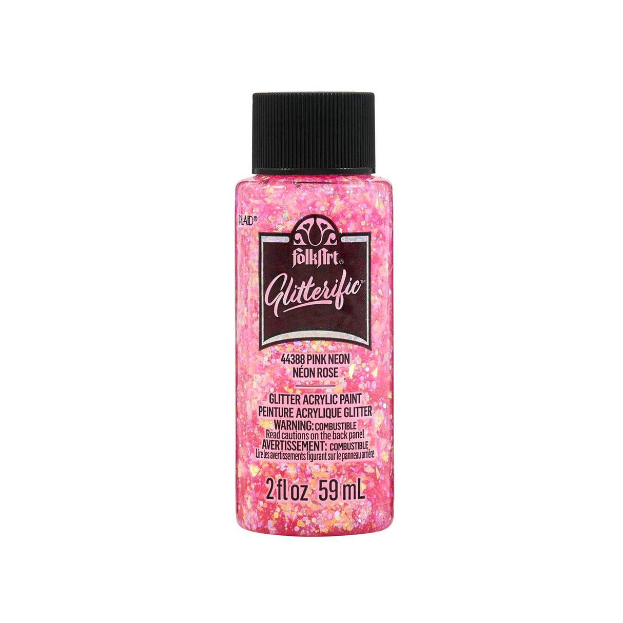 Folkart • peinture acrylique pailletée rose fluo 59ml