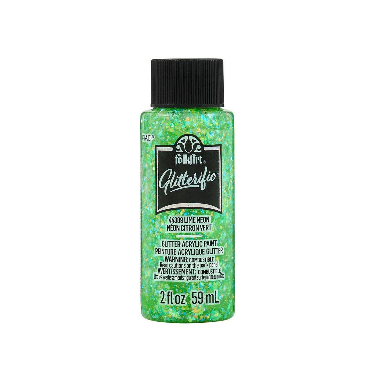 Folkart • peinture acrylique pailletée lime fluo 59ml